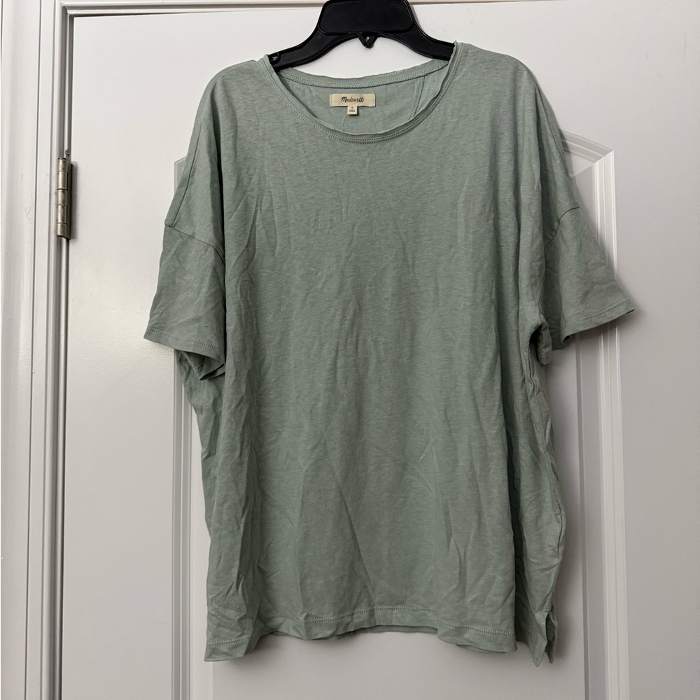 Madewell Raw-Edged Hangout Tee in Sage Green NWT